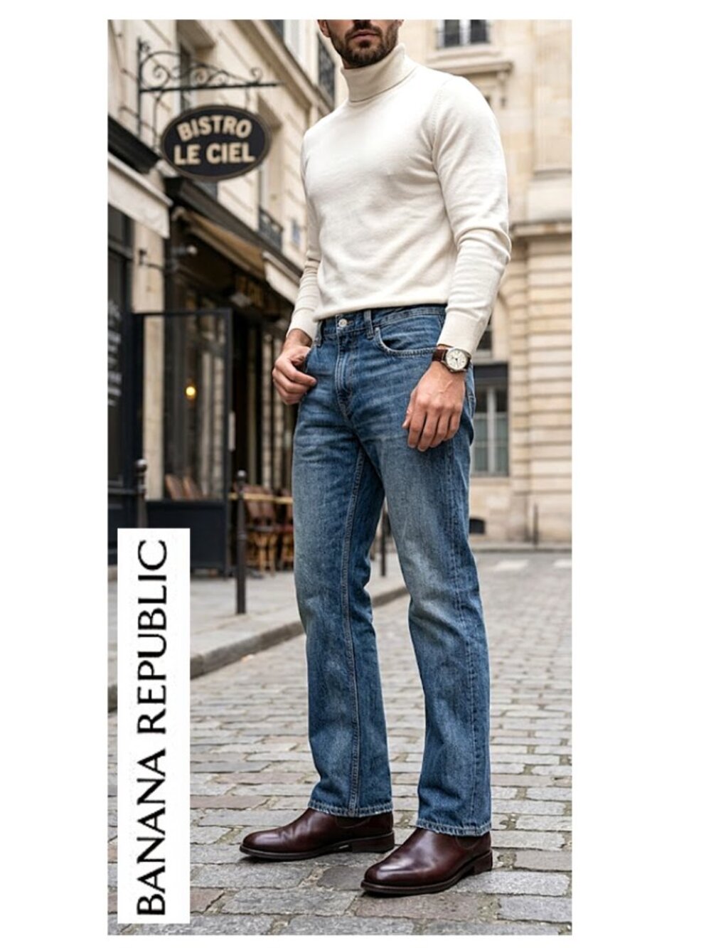 BANANA REPUBLIC - (34 x 32) Men's medium wash boot cut blue jeans